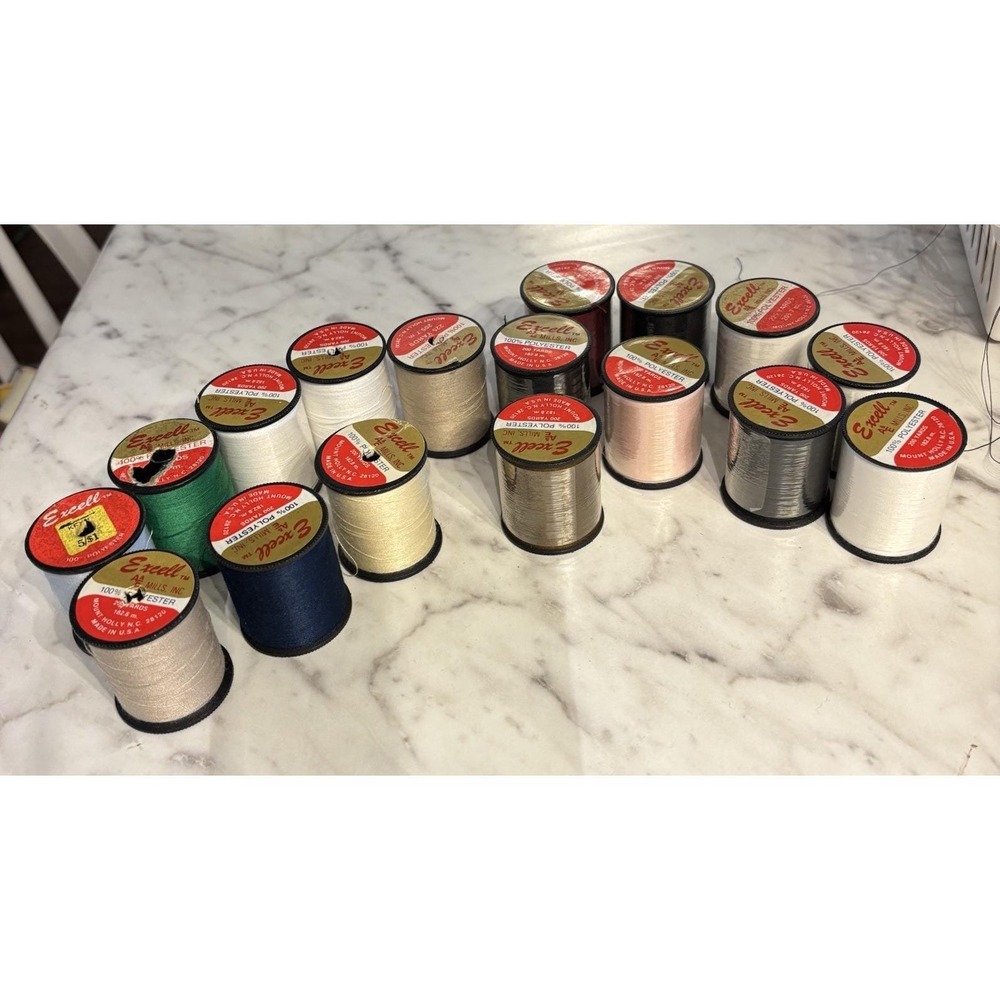 Lot of 17 Excell A&E Mills 100% Polyester Sewing Thread Spools Assorted Colors
